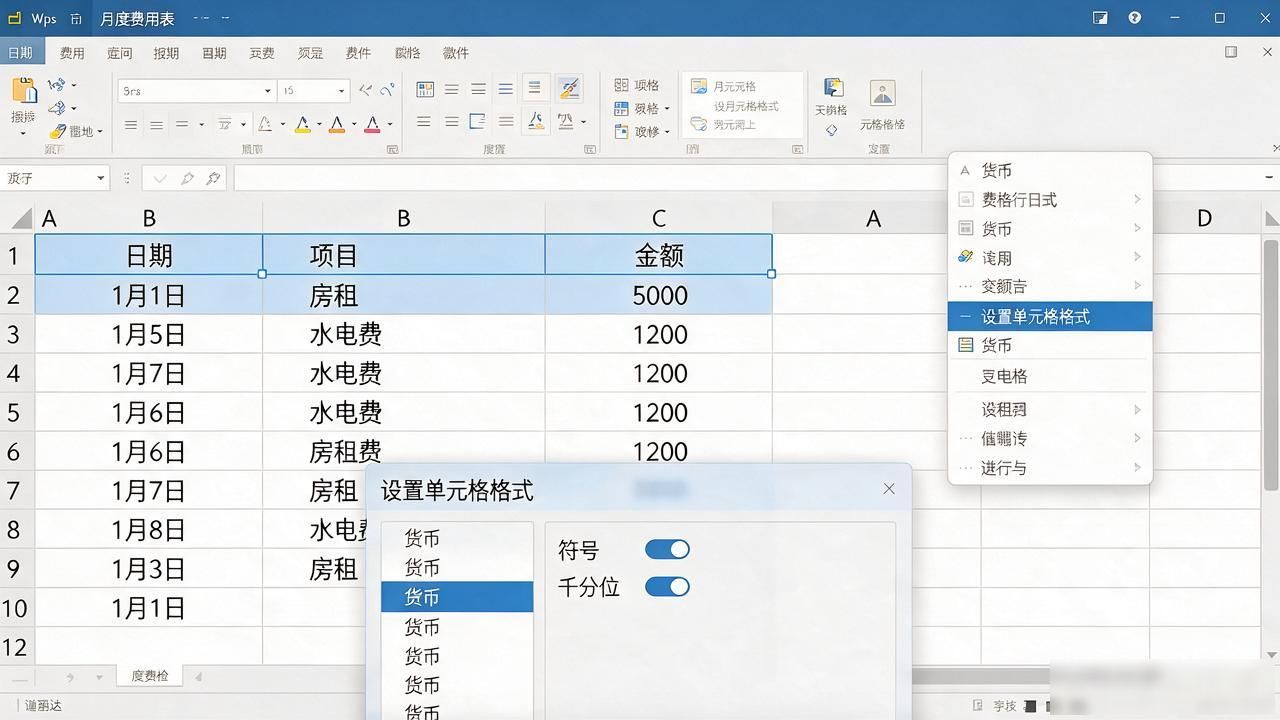 Excel设置货币格式教程_设置货币格式_数字格式设为货币型